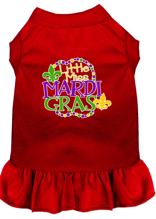 Miss Mardi Gras Screen Print Mardi Gras Dog Dress Red XS